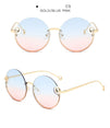 Rimless Trendy Women Round Sunglasses