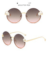 Rimless Trendy Women Round Sunglasses