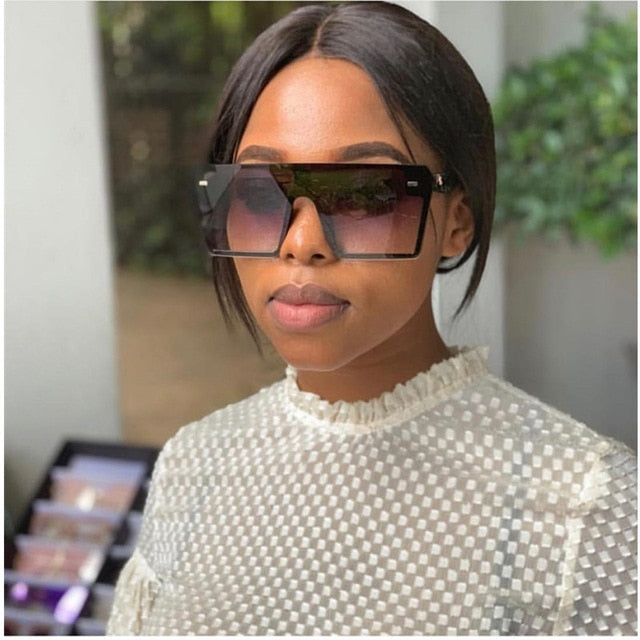 Rimless Square Vintage Ovesized Sunglasses