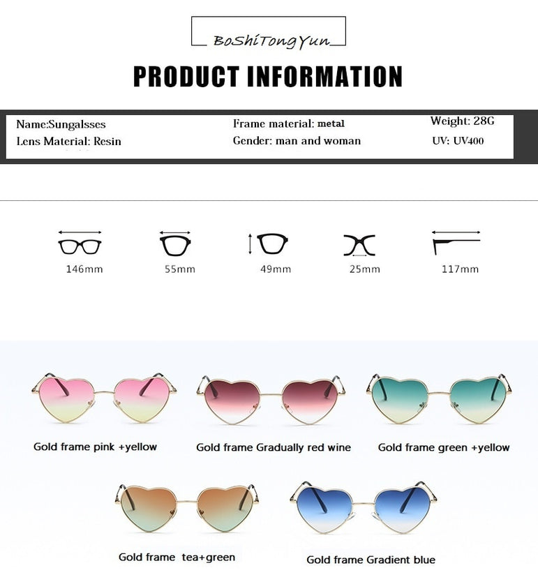 Rimless LOVE Heart Shaped Sunglasses