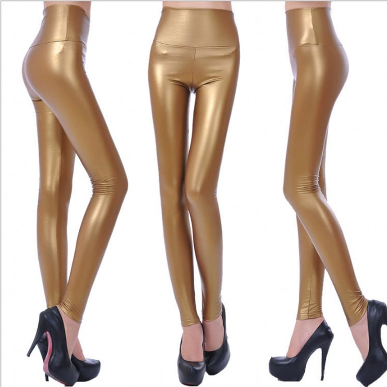 High Elastic Waist Leather Pants Leggings