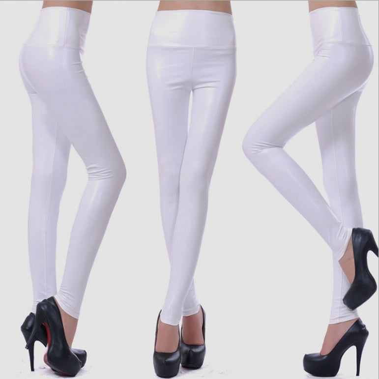 High Elastic Waist Leather Pants Leggings