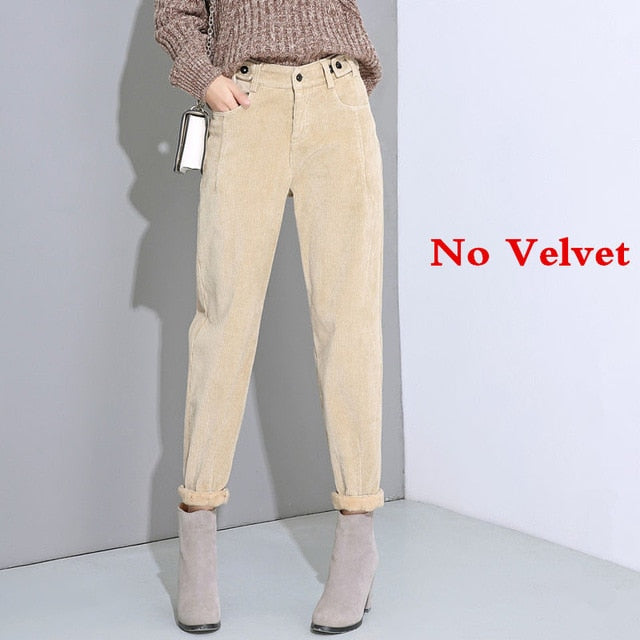 High Waist Corduroy Harem Pants