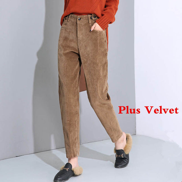 High Waist Corduroy Harem Pants