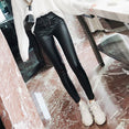 High Waist Leather Lace-up Skinny Pencil Pants