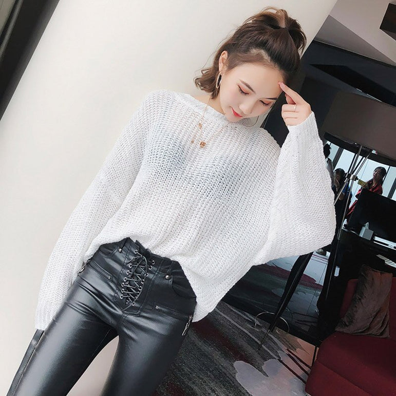 High Waist Leather Lace-up Skinny Pencil Pants