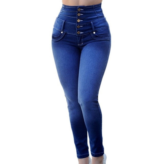 High Waist Women Jeans Elastic Pant