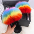 Real FOX Fur Slides Indoor Flip Flops