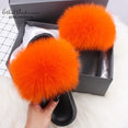 Real FOX Fur Slides Indoor Flip Flops