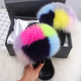 Real FOX Fur Slides Indoor Flip Flops