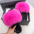 Real FOX Fur Slides Indoor Flip Flops