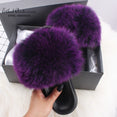 Real FOX Fur Slides Indoor Flip Flops