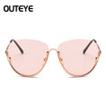 Semi Rimless Oversized Clear Sunglasses