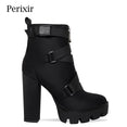 Thick Heel Platform Ankle Boots