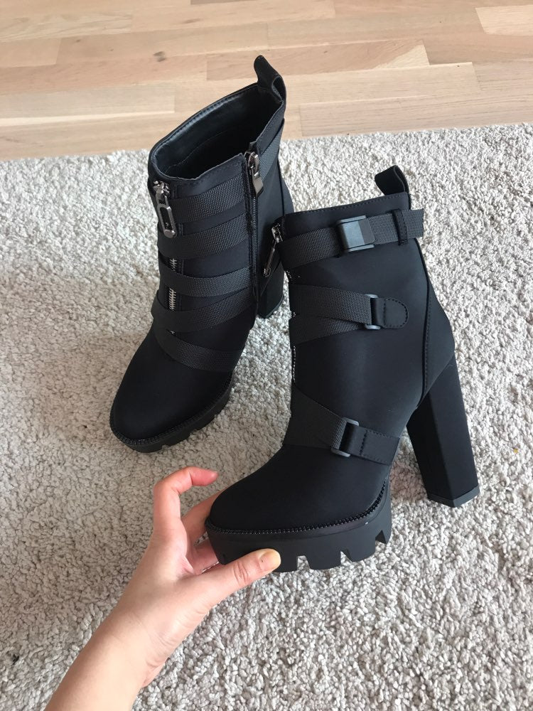 Thick Heel Platform Ankle Boots