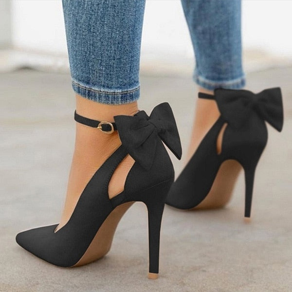 Pointed Toe Buckle Strap Butterfly Women High Heels