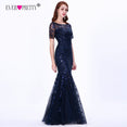 Short Sleeve Lace Appliques Evening Gowns Dress