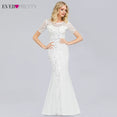 Short Sleeve Lace Appliques Evening Gowns Dress