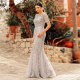 Short Sleeve Lace Appliques Evening Gowns Dress