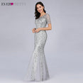 Short Sleeve Lace Appliques Evening Gowns Dress