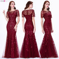 Short Sleeve Lace Appliques Evening Gowns Dress