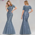 Short Sleeve Lace Appliques Evening Gowns Dress