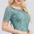 Short Sleeve Lace Appliques Evening Gowns Dress