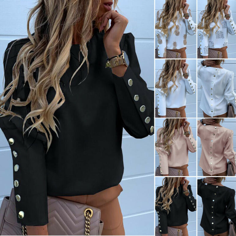 Long Sleeve Work Wear Women Blouses