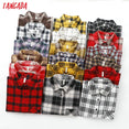 Long Sleeve Women Chic Oversized plaid Blouse