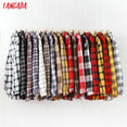 Long Sleeve Women Chic Oversized plaid Blouse