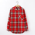 Long Sleeve Women Chic Oversized plaid Blouse