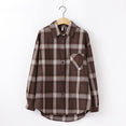 Long Sleeve Women Chic Oversized plaid Blouse