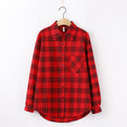 Long Sleeve Women Chic Oversized plaid Blouse