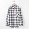 Long Sleeve Women Chic Oversized plaid Blouse