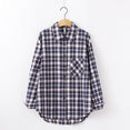 Long Sleeve Women Chic Oversized plaid Blouse