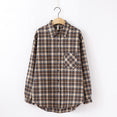 Long Sleeve Women Chic Oversized plaid Blouse