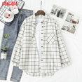 Long Sleeve Women Chic Oversized plaid Blouse