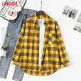 Long Sleeve Women Chic Oversized plaid Blouse