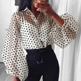 Mesh Shirt Vogue Women Polka Dot Retro Blouse