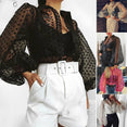 Mesh Shirt Vogue Women Polka Dot Retro Blouse