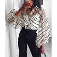 Mesh Shirt Vogue Women Polka Dot Retro Blouse