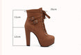 Lace Up Ankle Boots Women Platform High Heels