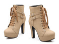 Lace Up Ankle Boots Women Platform High Heels