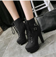 Lace Up Ankle Boots Women Platform High Heels