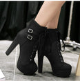 Lace Up Ankle Boots Women Platform High Heels