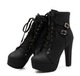 Lace Up Ankle Boots Women Platform High Heels