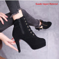 Lace Up Ankle Boots Women Platform High Heels