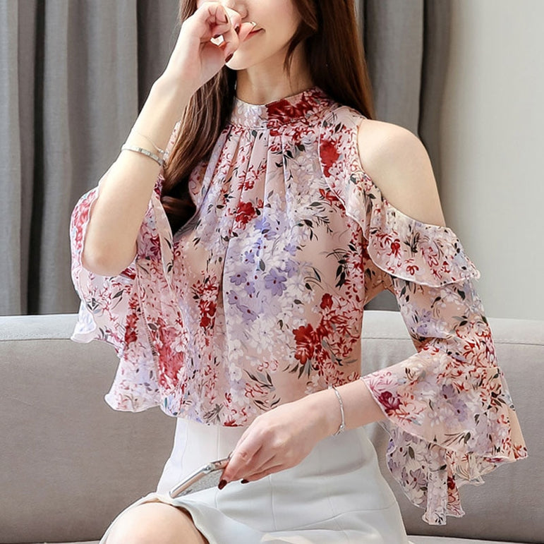 Ruffles Floral Chiffon Blouse