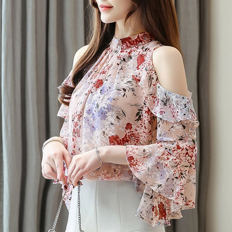 Ruffles Floral Chiffon Blouse