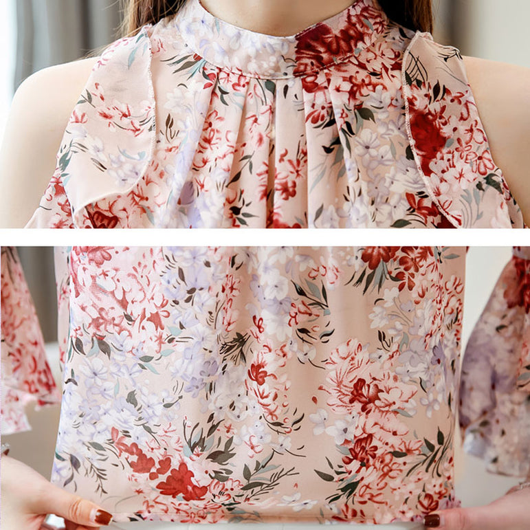 Ruffles Floral Chiffon Blouse